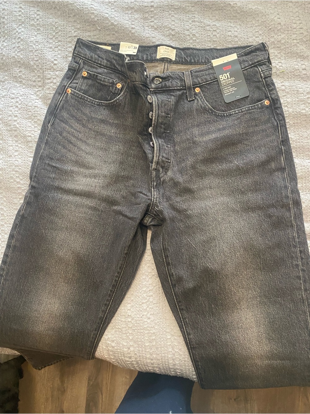 Levi's Women's 501 Cropped Straight Jeans in Faded Black Wash